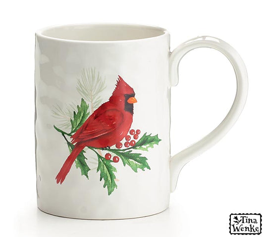 CARDINAL PERCHED ON HOLLY MUG