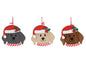 WOODEN DOG ORNAMENTS WITH SANTA HAT