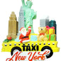 New York X-Mas Poly Ornament: Skyline, Taxi, and Santa