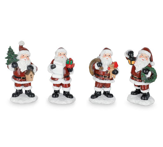 HAND PAINTED RESIN SANTA FIGURINE SET