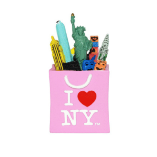 Pink I Heart NY Ornament – Iconic New York Monuments