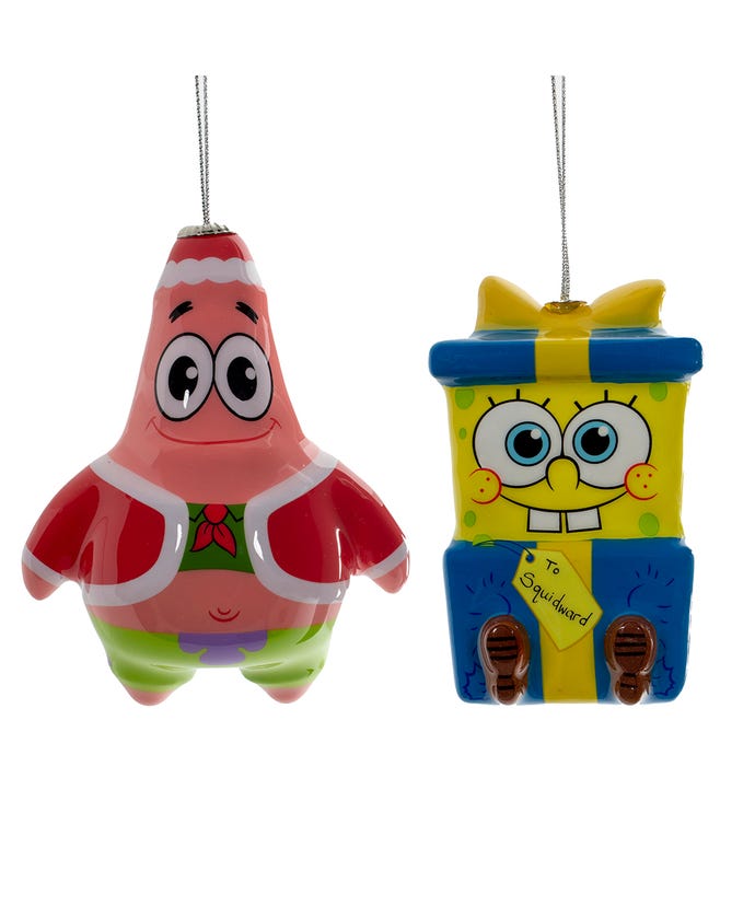 SpongeBob Squarepants™ and Patrick Decoupage Ornaments, 2 Assorted