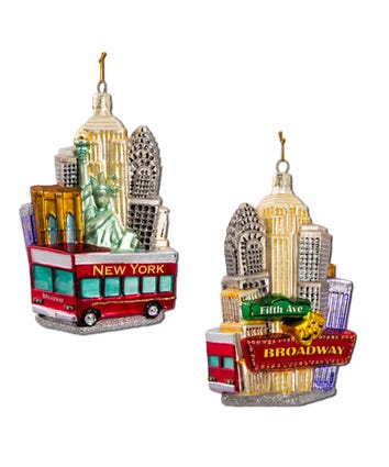 New York City Cityscape Glass Ornament