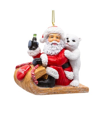 Coca-Cola® Santa & Cub On Sled Ornament