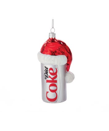 Coca-Cola® Glass Diet Coke Can With Santa Hat Ornament