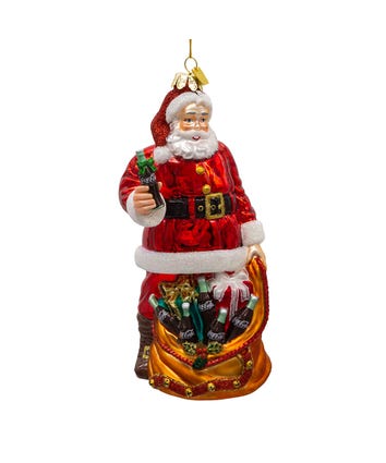 Coca-Cola® Glass Santa With Bag Ornament