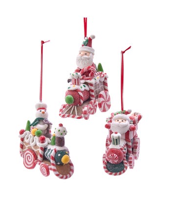 Gingerbread Santa, Snowman and Train Ornaments, 3 Assorted