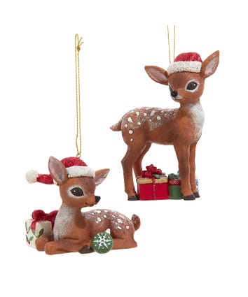 Nostalgic Deer With Christmas Presents Ornaments, 2 Assorted