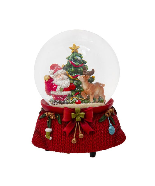 100MM Wind Up Musical Santa With Christmas Tree Water Globe