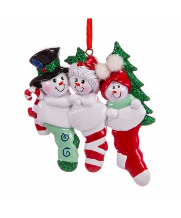 Snowman Stocking Family Of 3 Ornament For Personalization