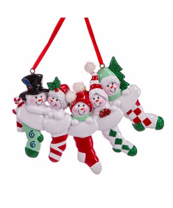 Snowman Stocking Family Of 5 Ornament For Personalization