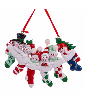 Snowman Stocking Family Of 6 Ornament For Personalization