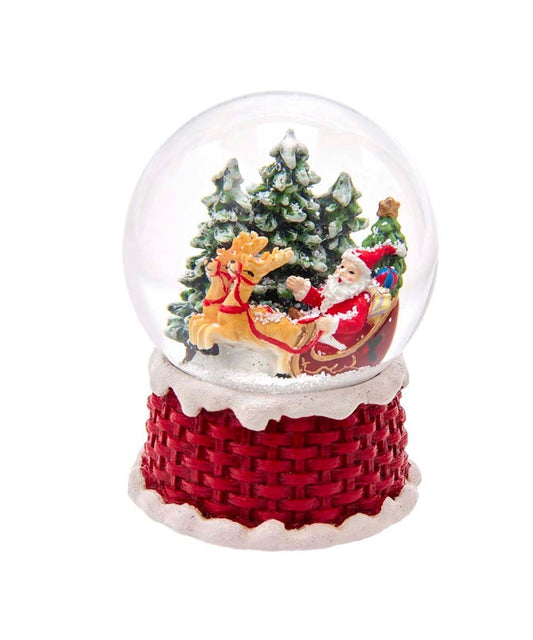 100MM Musical Santa On Sleigh Water Globe