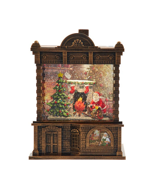 5.84“ Battery Operated Lighted Santa Fireplace Water Lantern House