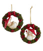 Merry Little Mushroom On Red Berry Wreath Ornaments, 2 Assorted