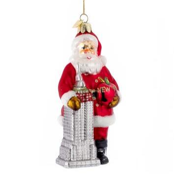 Noble Gems™ Santa With Empire State Building Glass Ornament