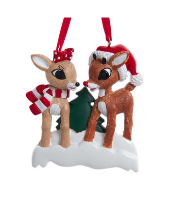 Rudolph The Red Nose Reindeer® & Clarice Family of 2 Ornament For Personalization