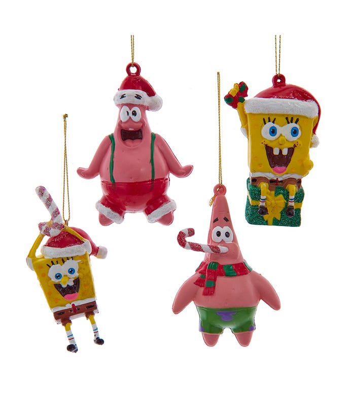 SpongeBob Squarepants™ and Patrick With Hats Ornaments, 4 Piece Set