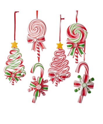 Peppermint Candy Lollipop Ornaments, 6 Assorted