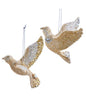 Platinum Dove Ornaments, 2 Assorted