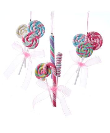 Lollipop & Candy Cane Ornaments, 3 Assorted