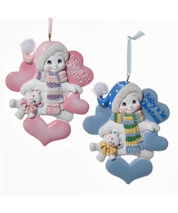 "Baby's 1st Christmas" Snowman Ornaments For Personalization